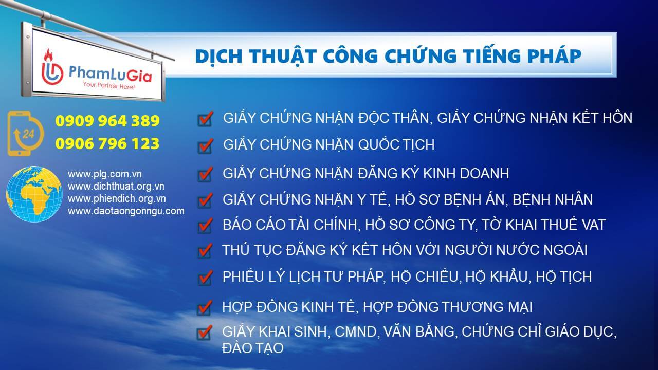 Dịch Thuật Công Chứng Tiếng Pháp